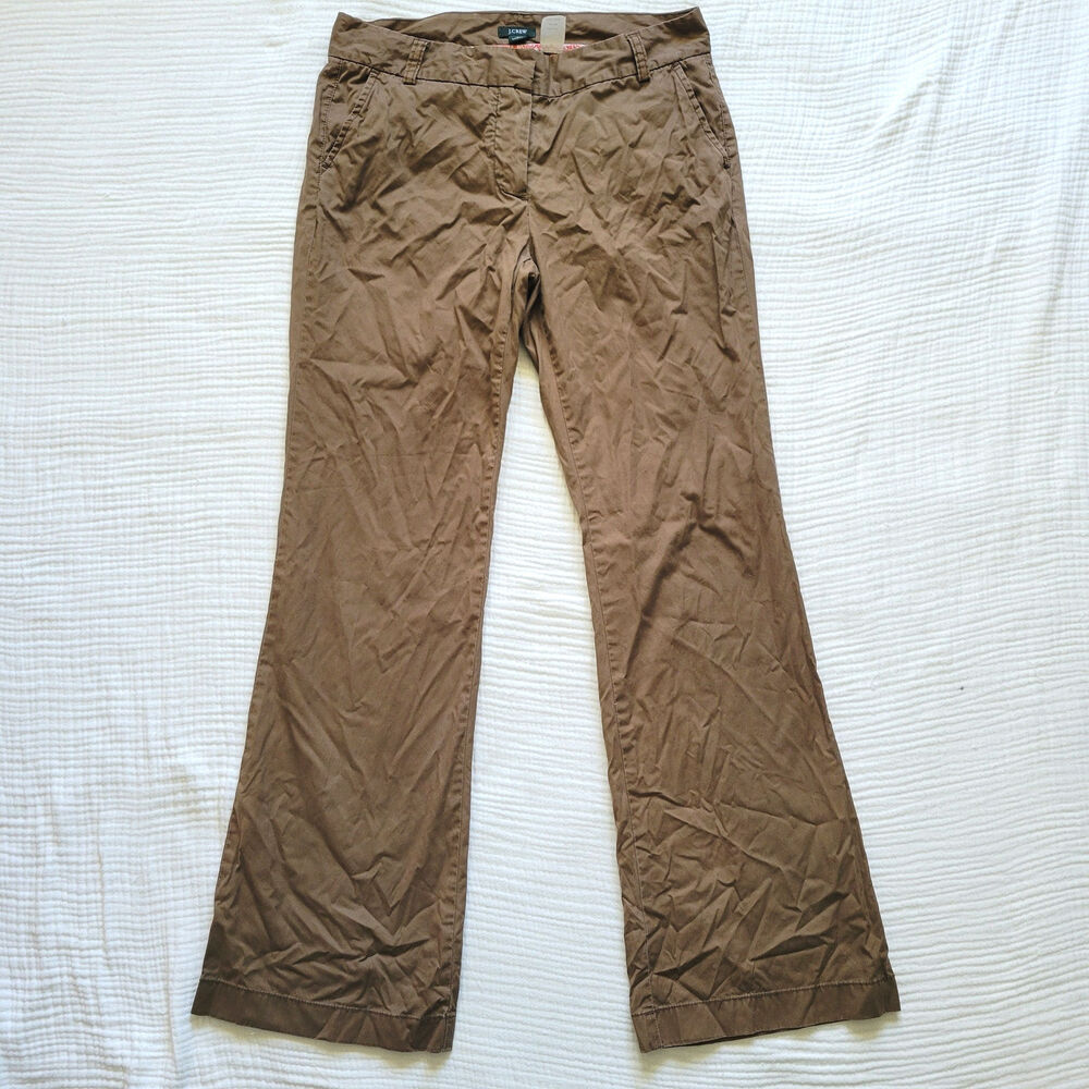 Y2K J.Crew Womens 6 Brown Low Rise Bootcut Dress Pants Low Fit Chino 100% Cotton